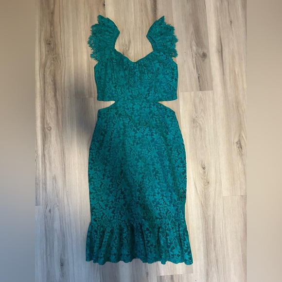 Express lace, cutout size maxi dress new with tag size small turquoise - Picture 1 of 2